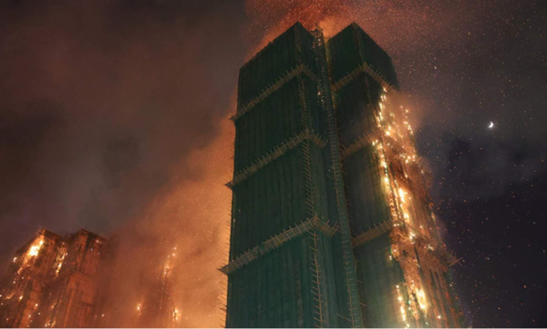 Probe Into HK Blaze Reveals Rigged Scaffolding Nets