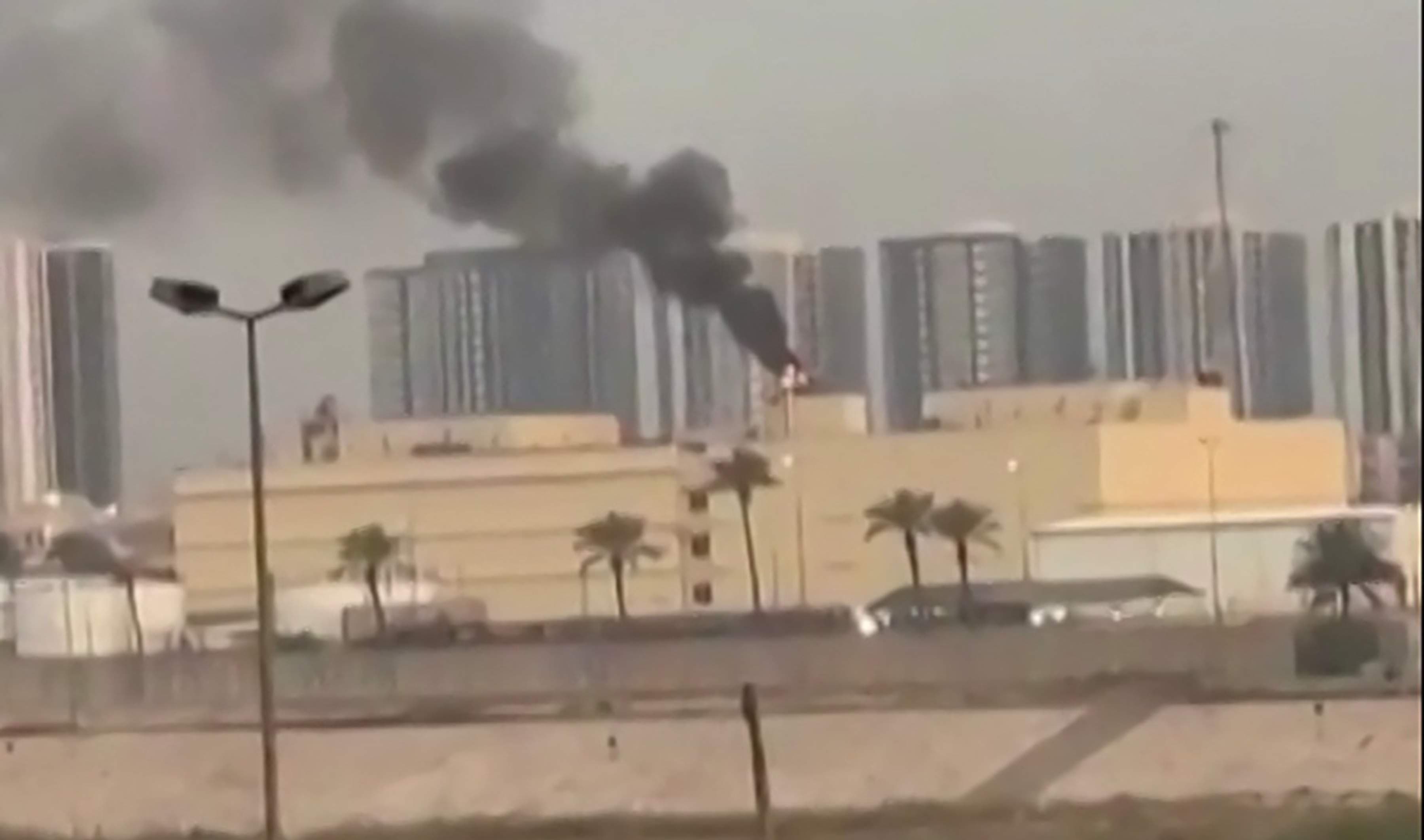 Flames Rise From Rooftop After Strike on US Embassy in Baghdad