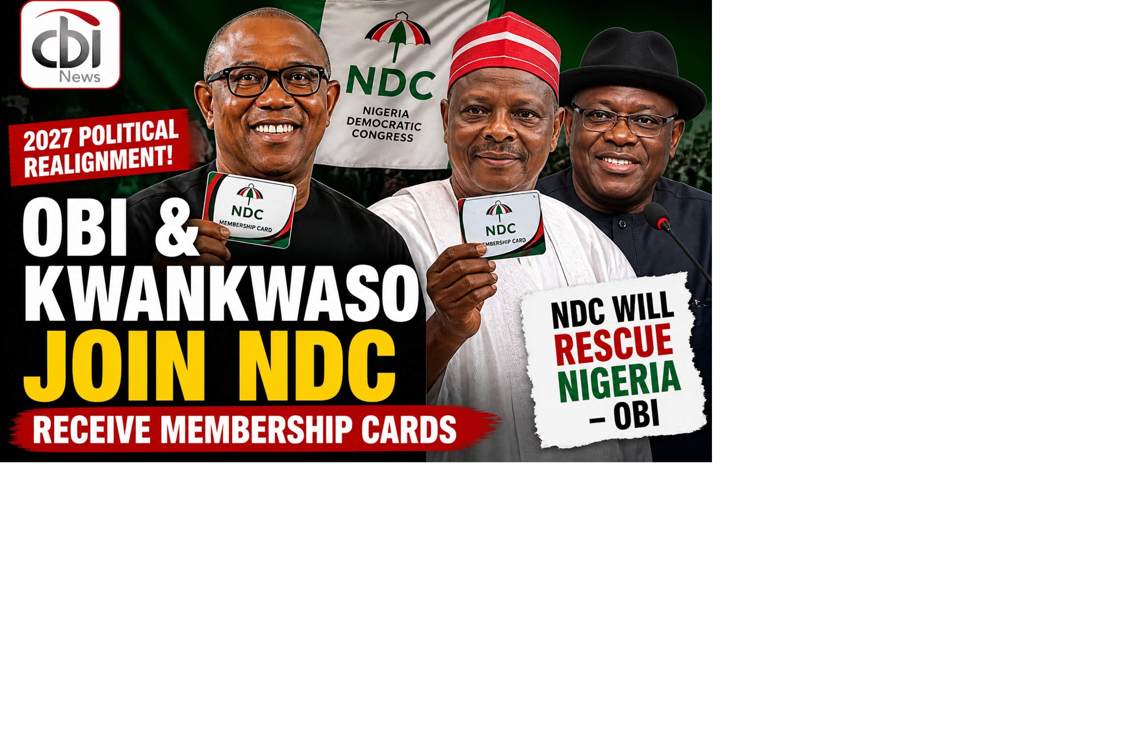 Peter Obi and Rabiu Kwankwaso Join NDC, Receive Membership Cards Ahead of 2027 Elections
