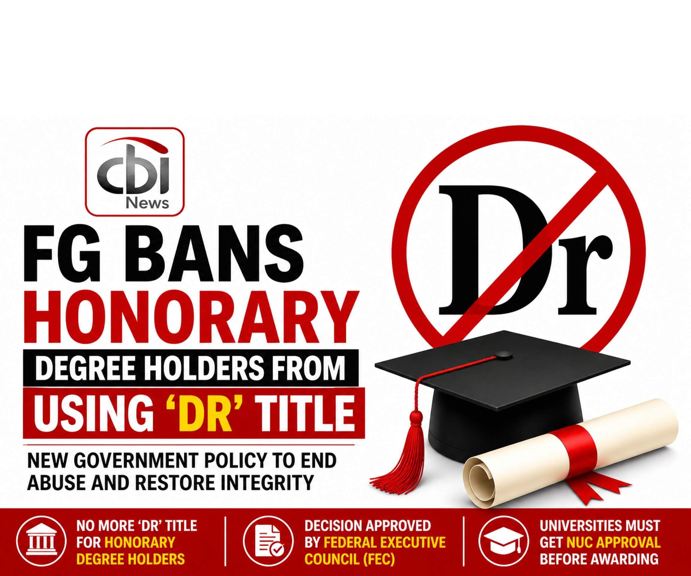 Nigeria Bans Honorary Degree Holders from Using ‘Dr’ Title, Cracks Down on Abuse of Academic Honours