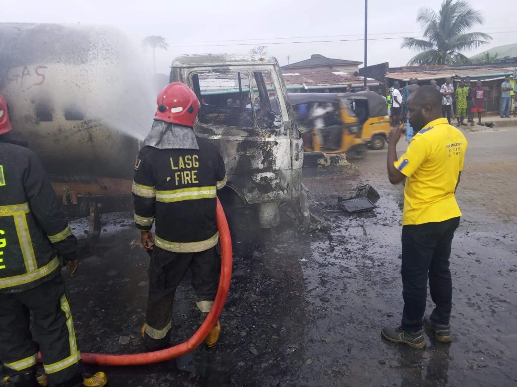 Gas Tanker Catches Fire After Hitting Speed Bump in Ikotun